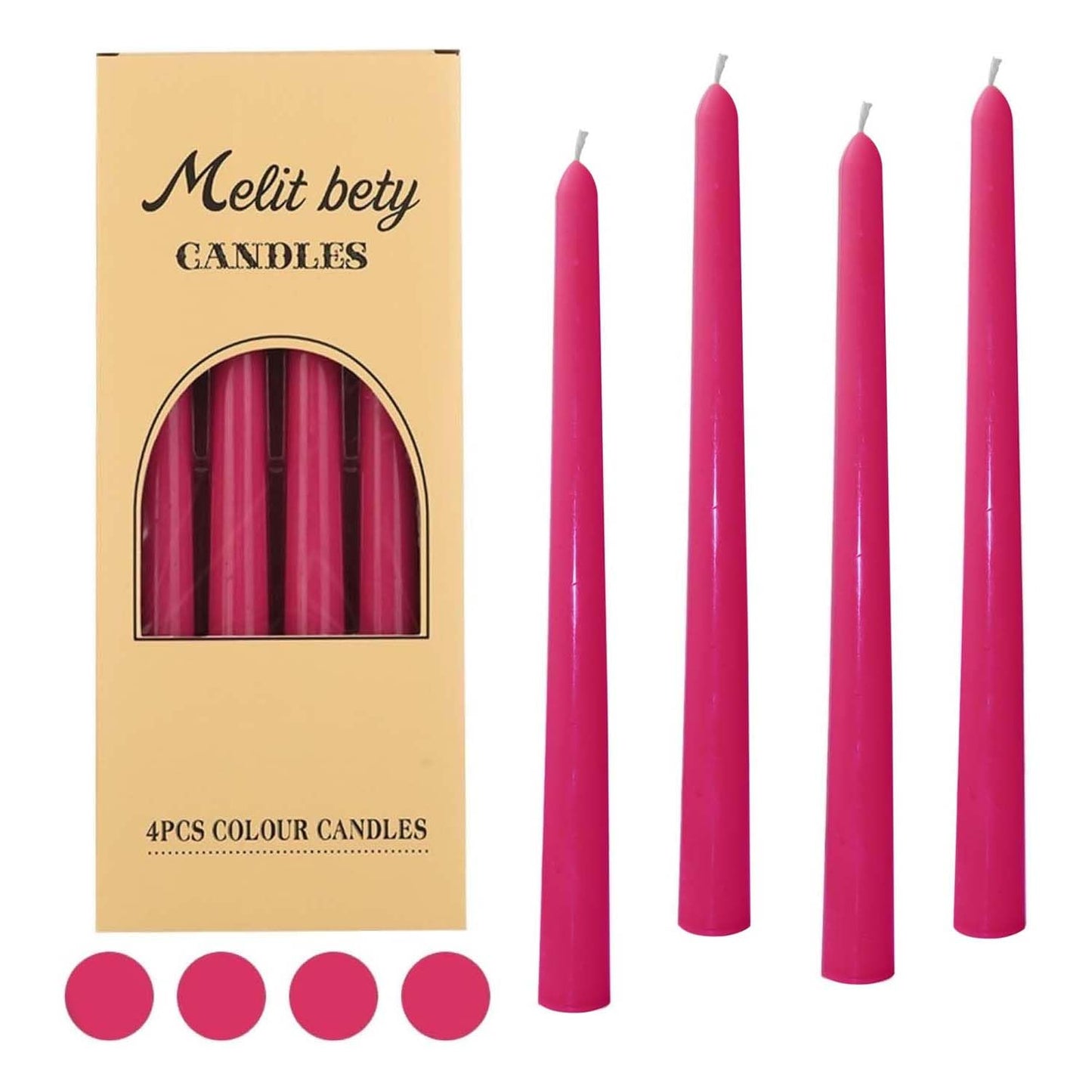 10 inch Gradient Taper Candles,Set of 4 Tapered Candle, Tall Candlesticks,Conical Stick Candles,Smokeless,Home Dinner, Party, Wedding, Halloween, Christmas (Rose red, 10inch)