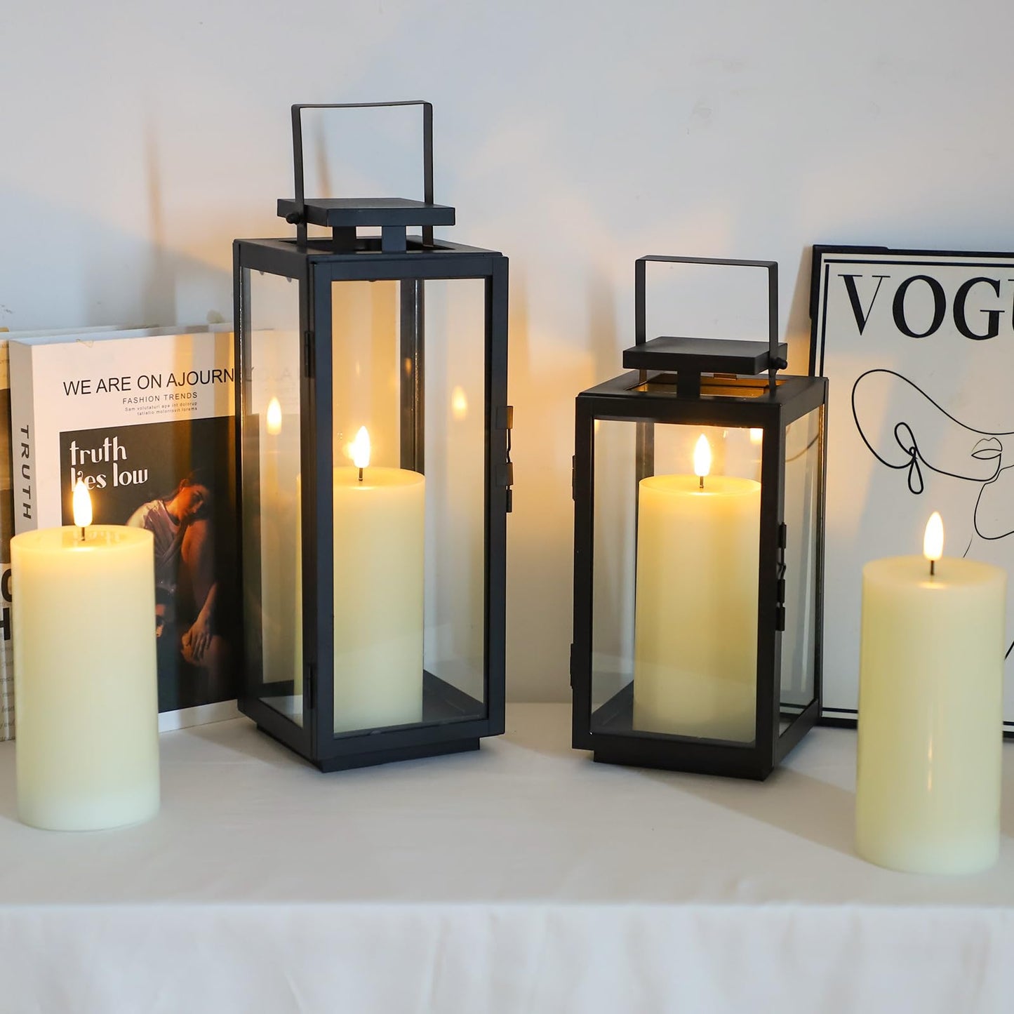MUMCHASI 4 Packs Flameless Candles, Battery Operated with Remote, Real Wax Flickering LED Candles for Home Fall Halloween Christmas Party Candelabra D3 xH6 (Ivory)