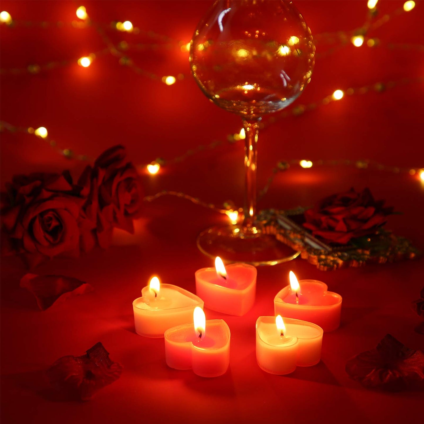 Nuanchu 18 Pieces Valentine's Day Heart Shape Candles Tealights Candle Love Tea Light Candles for Wedding Table Centerpiece Dinner Cake Decor Party Favor