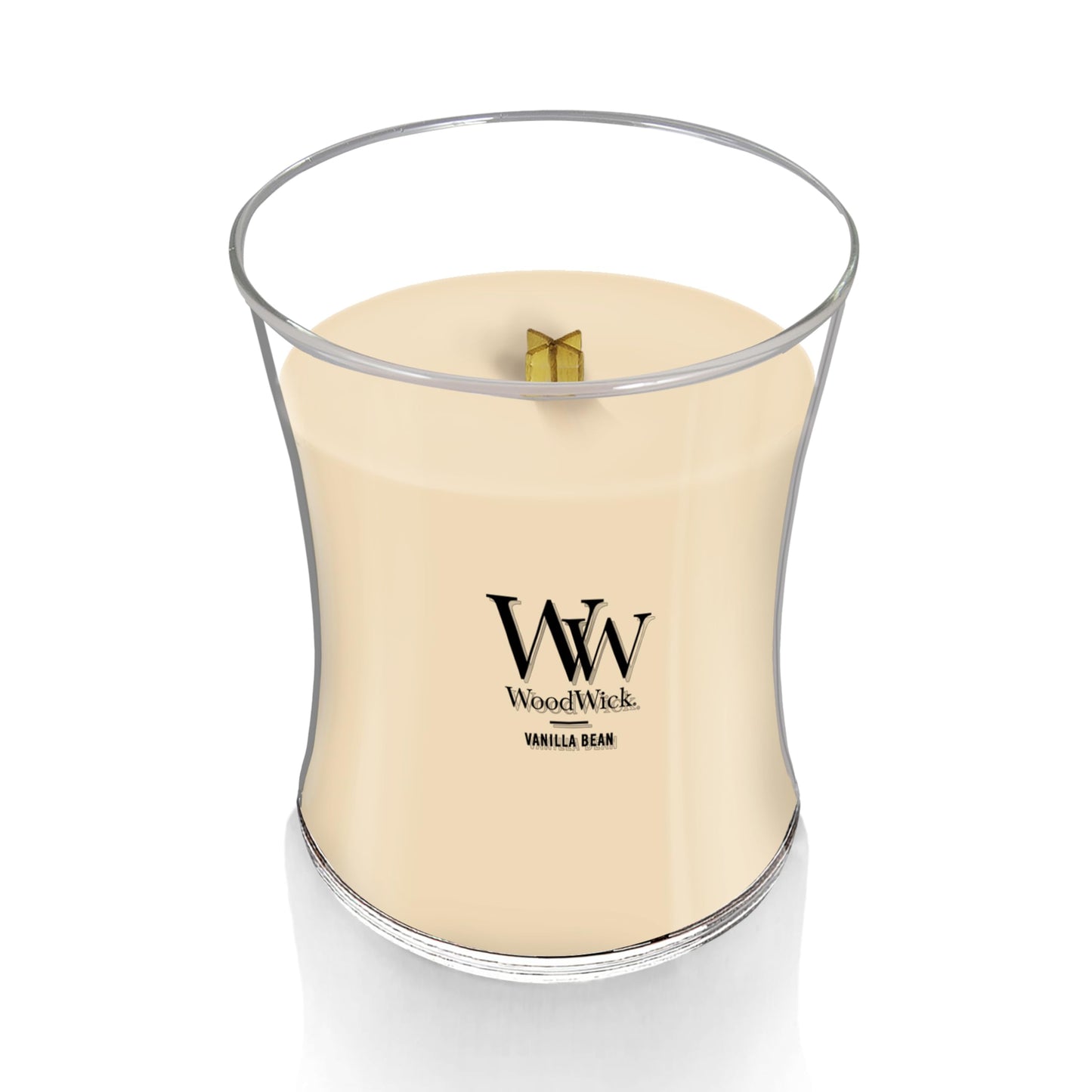 WoodWick Vanilla Bean Holiday Candle Gifts for Women and Men, 9.7 oz Medium Hourglass Candle with Crackling Wick
