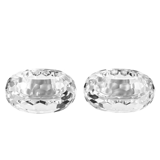 Kitcom Crystal Tealight Candle Holders Pack of 2, Hand-Cut Candle Holder Home Decor for Wedding Banquet Dinner 3.2" Diameter x 1.6" High, Clear
