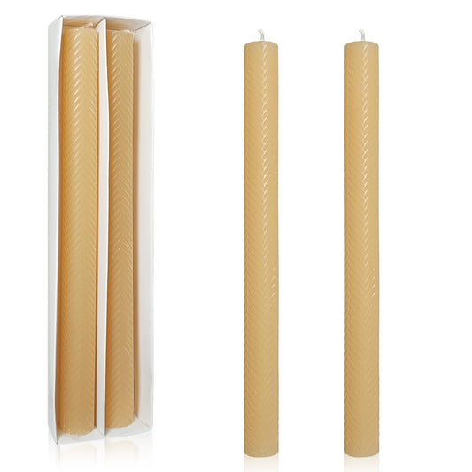 Unscented Long Spiral Taper Candle Handmade Dripless Yellow 10 Inch Smokeless Tall Twisted Candlesticks Elegant Wave Design for Home Wedding Festive Décor