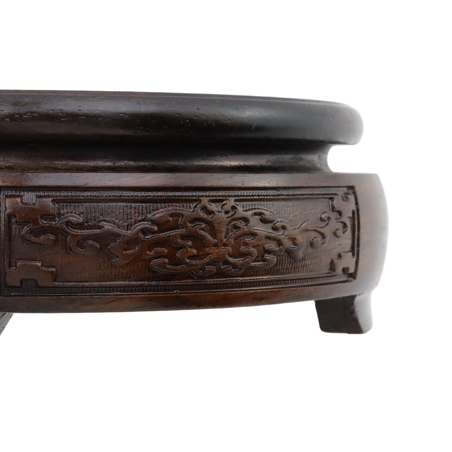 Mewutal Wooden Display Stand Base 4" x 4" Wood Carved Craft Pedestal Traditional Wooden Base Oriental Antique Display Riser Round Pedestal Stands for Vase Crystal Ball Teapot Stone Flower Pot
