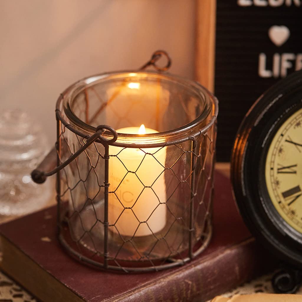 WAOCEO Candlestick Holders Iron Glass Retro Candlestick Decoration Table Romantic Home Candlelight Dinner French Wedding Props Candle Holders