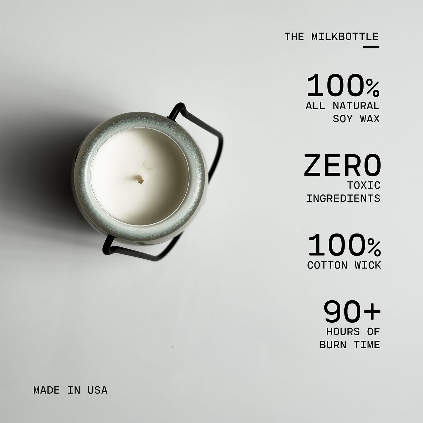 Milkhouse Candle Company Jasmine & Honeysuckle Soy Candle - Honeysuckle | White Jasmine | Citron & Greens Scented - 14 oz Milkbottle with Lid, 90+ Hour Burn Time, Made in the USA