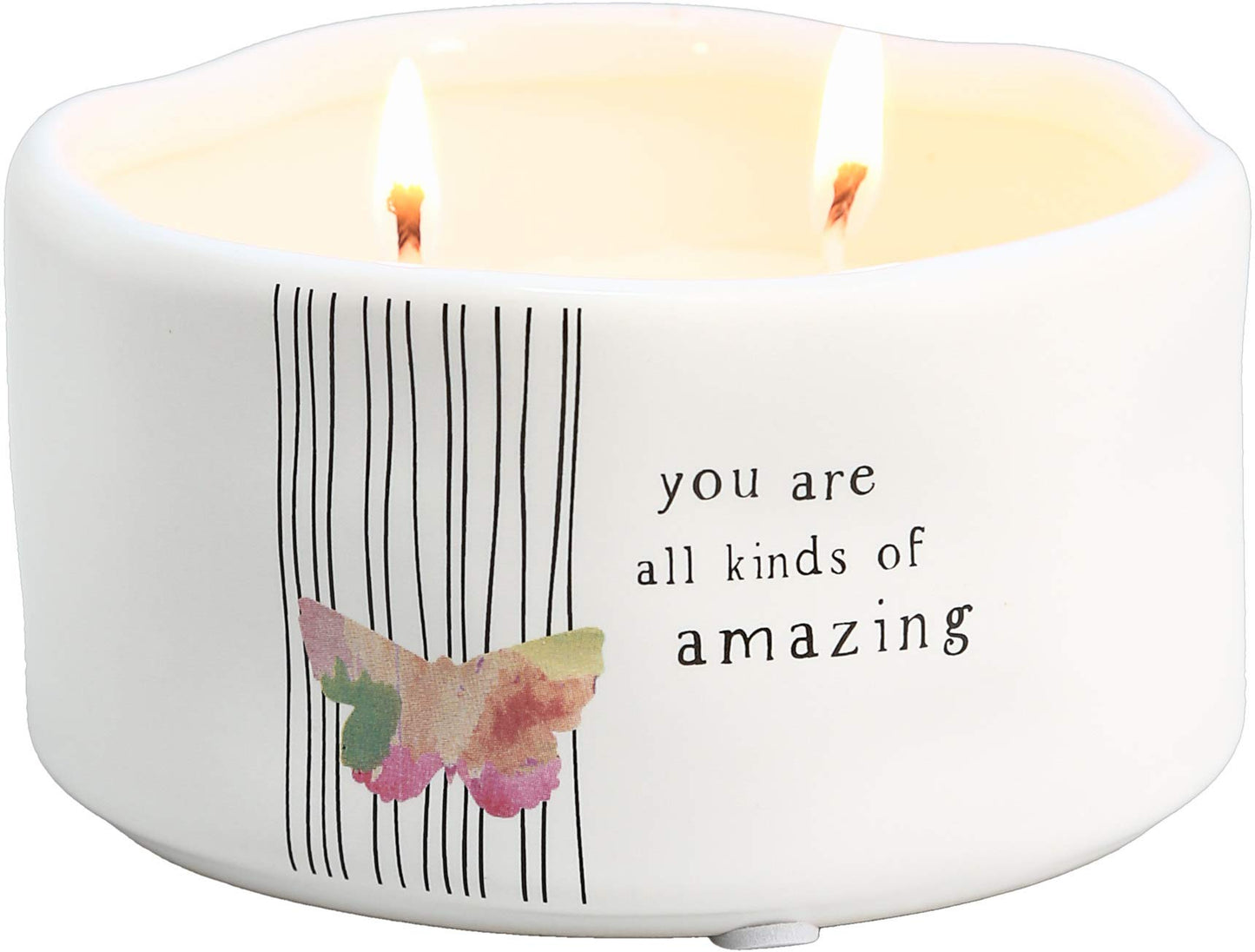 You are All Kinds of Amazing - Double Wick Butterfly Candle in Ceramic with 100% Soy Wax & Cotton Wicks - Tranquility Scent