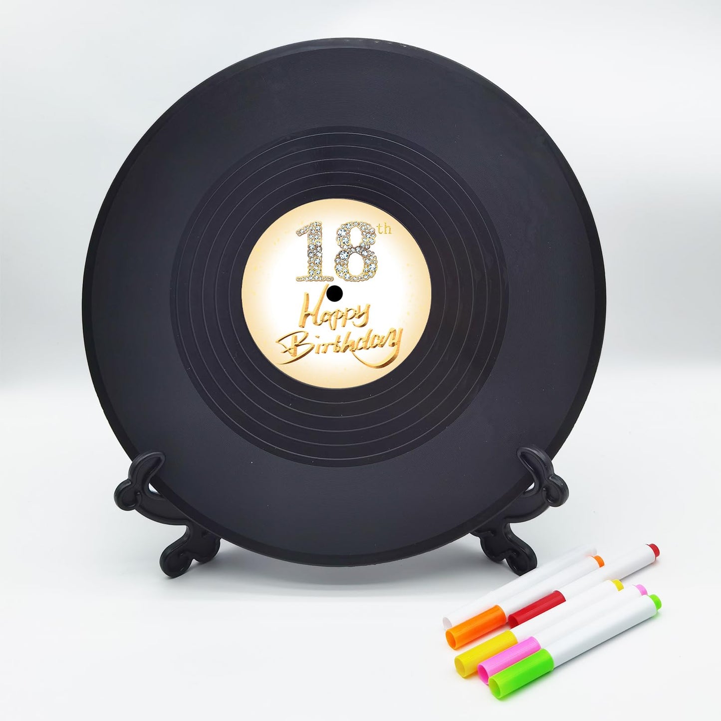 Vinyl Record Sweet 18 Birthday Decorations 11.6"X11.6", 18th birthday decorations Party Favor Sign Poster, 18th Birthday Guest Book Alternative, Great Sweet 18 Gifts for Girls or Boys (18 Years Old)