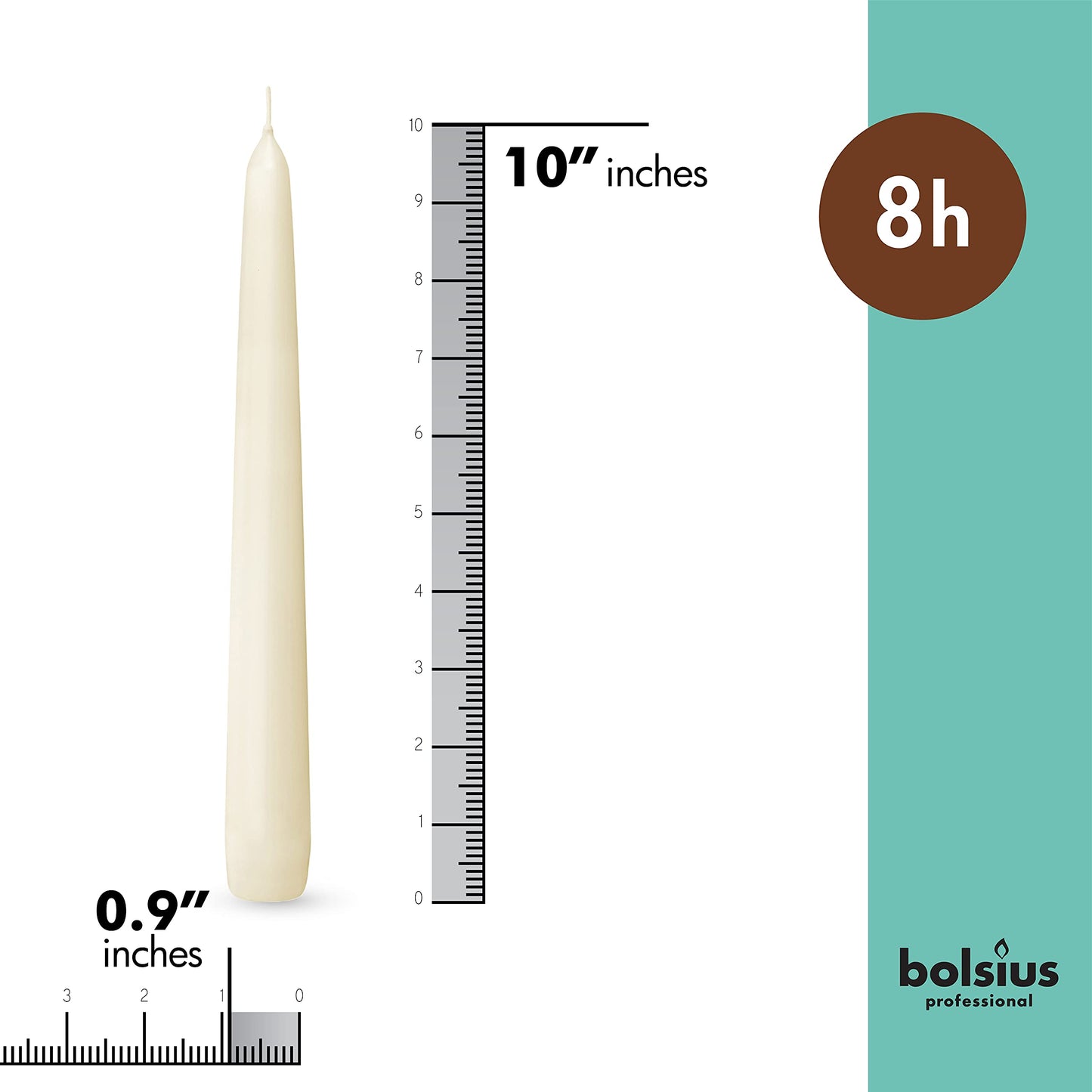 BOLSIUS 60 Count Household Ivory Taper Candles - 10 Inches - Premium European Quality - 8 Hours Burn Time - Unscented Dripless and Smokeless Home Decor, Restaurant, Wedding, and Party Candlesticks