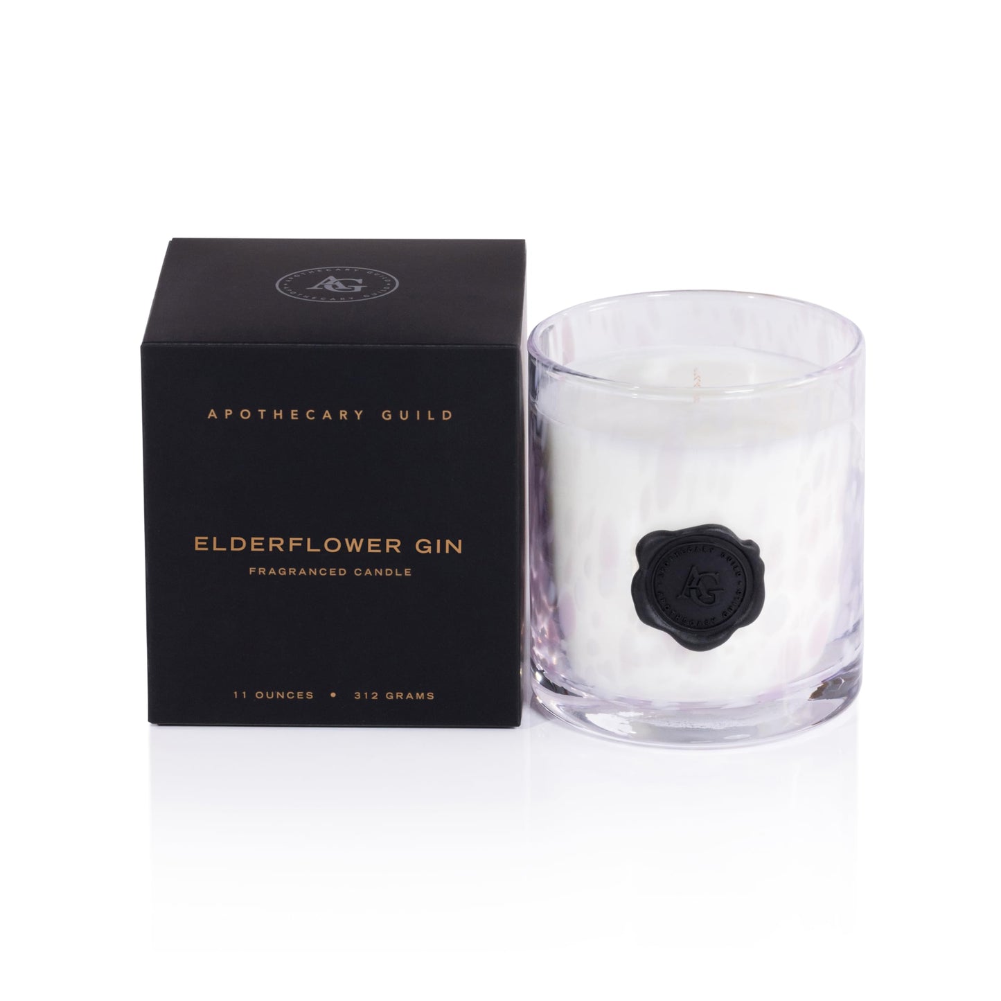 Zodax Apothecary Guild Scented Opal Glass Jar Candle in Gift Box- 11 oz - Elderflower Gin
