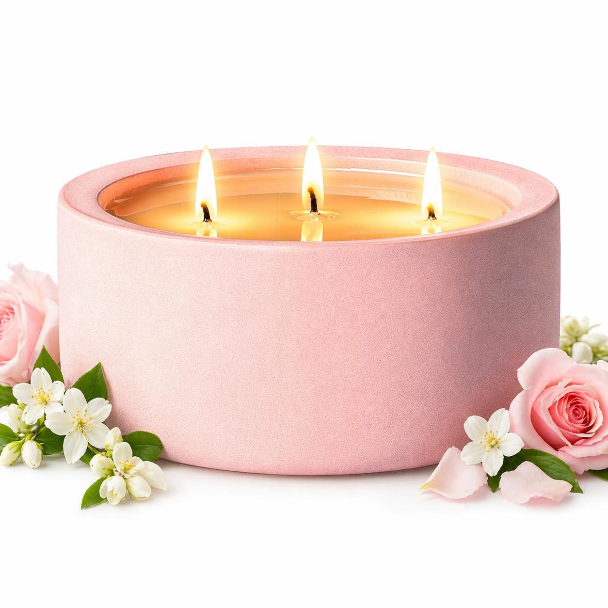 20oz Large Scented Candle - Blush Bloom, 3 Wick Soy Candle, Pink Decorative Ceramic Jar Candle, Non Toxic Home Fragrance Candle for Women, Bedroom, Bathroom, Living Room