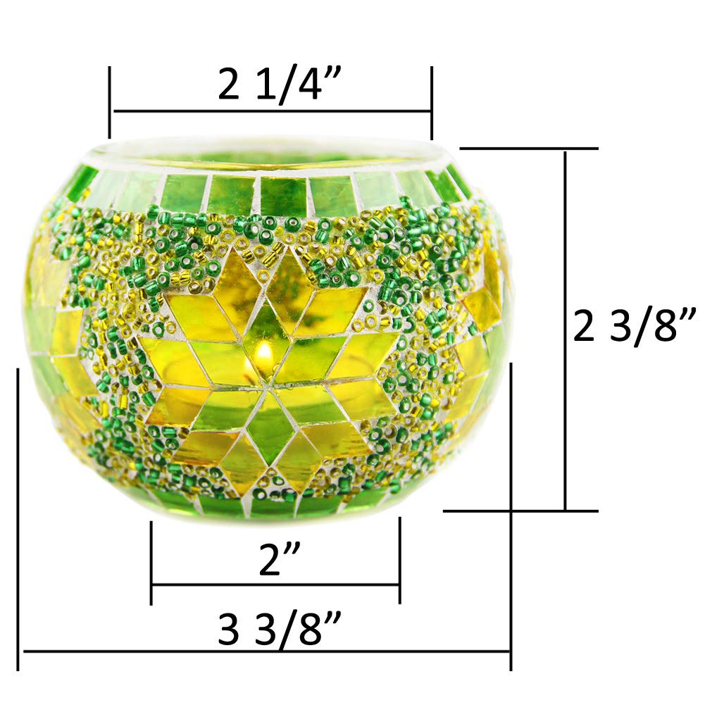 SHMILMH Votive Candle Holder Set of 4, Diwali Decoration for Home, Handmade Mosaic Glass Tealight Candle Holders for Table Centerpiece Decor,Diwali Thanksgiving