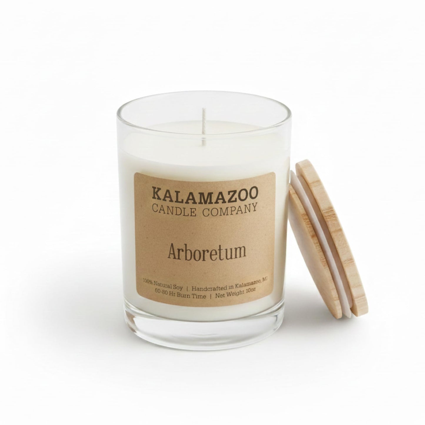 Kalamazoo Candle Company Hand-Poured Soy Wax Candle – 10oz Classic Jar, 60-80 Hour Burn Time – Made in USA, Highly Scented, Phthalate-Free (Arboretum)