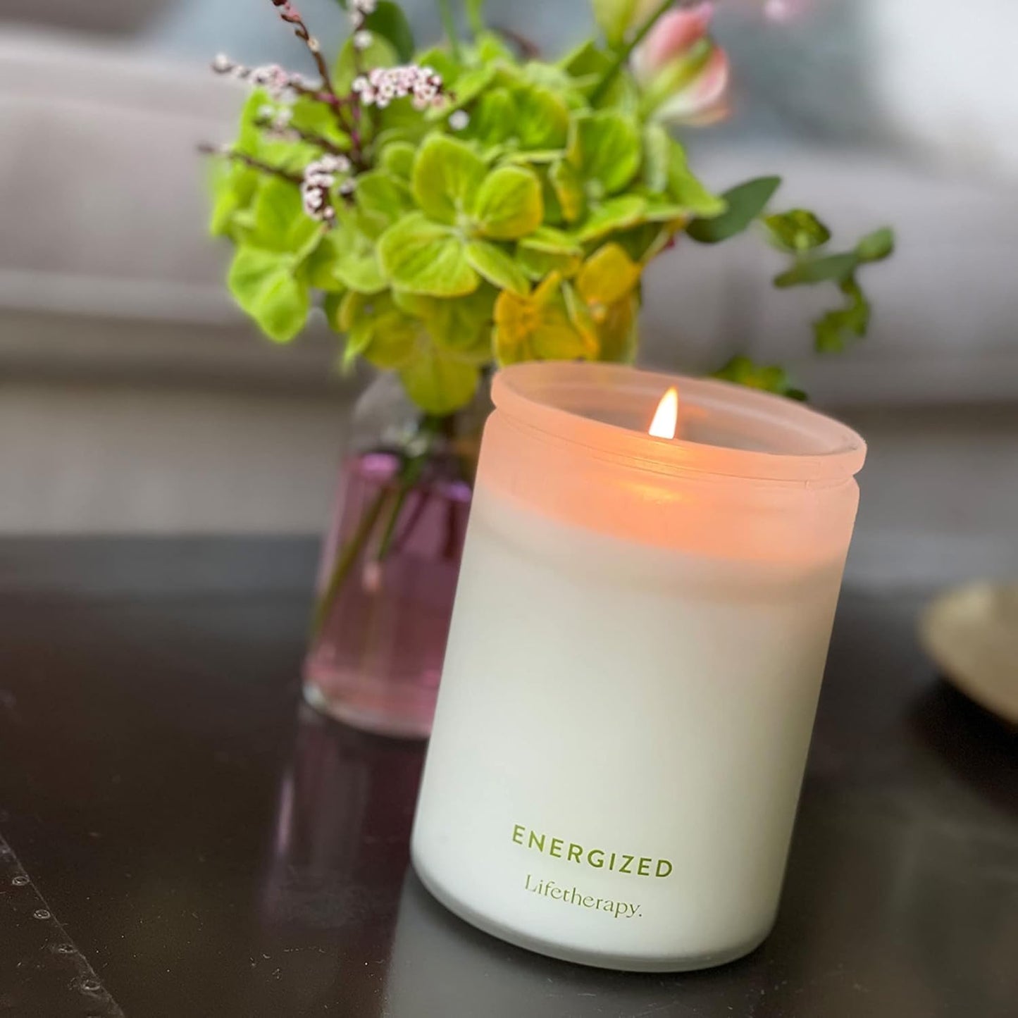 Lifetherapy Energized Large Soy Candle - Inspiring Scent, Natural Soy Wax, Clean 75 Hour Burn, Long Lasting Aroma, 10 Ounce