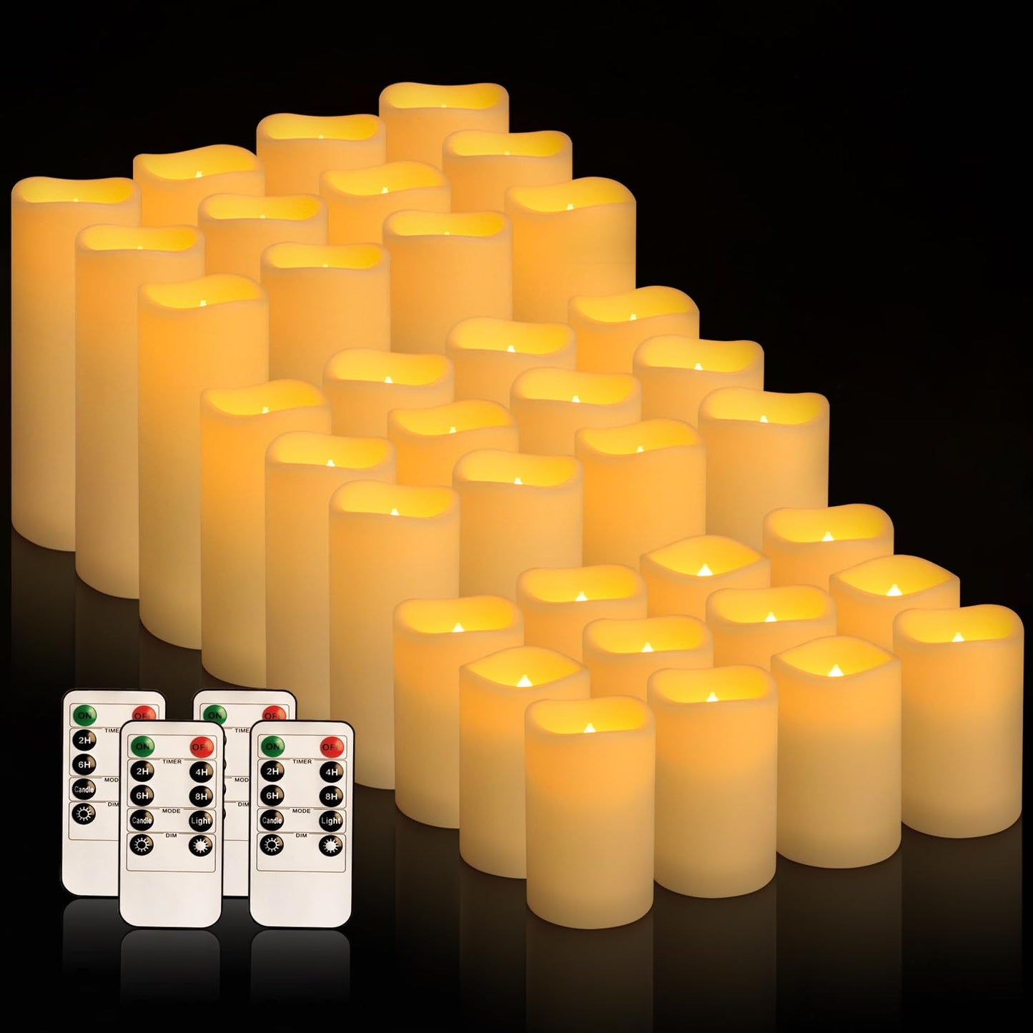Aamdkcyu 36 Pack Waterproof Flameless LED Candles - Outdoor Battery Operated Candles with Remote & Timer, Realistic Flickering Flame, Safe for Porch, Patio, Weddings, Parties & Home Decor