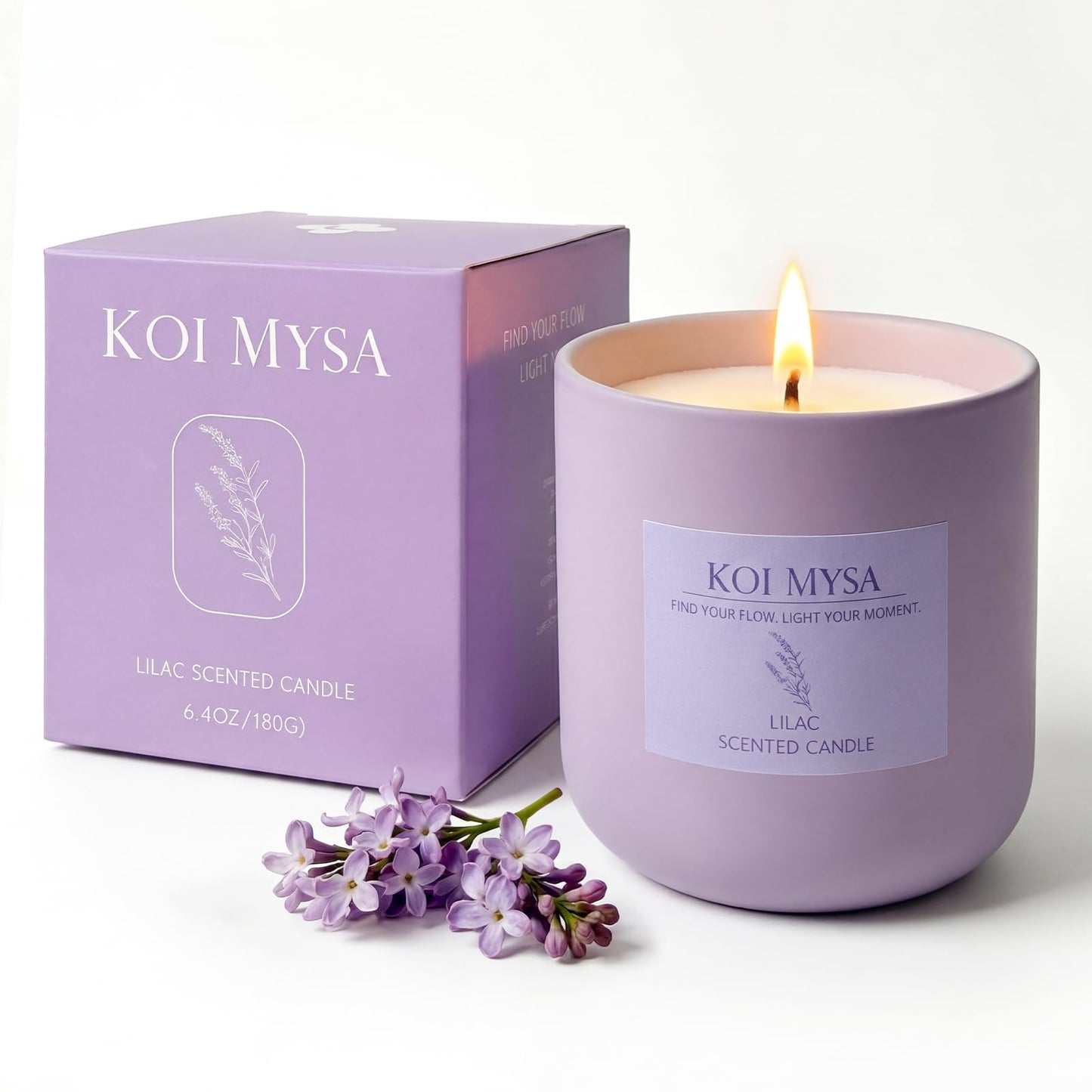 Lilac Blossoms Natural Soy Candle Non Toxic for Home Scented, Purple Aromatherapy Candle Décor Birthday Gifts Ideas for Her Women Mom Daughters Friends, 6.4 Oz