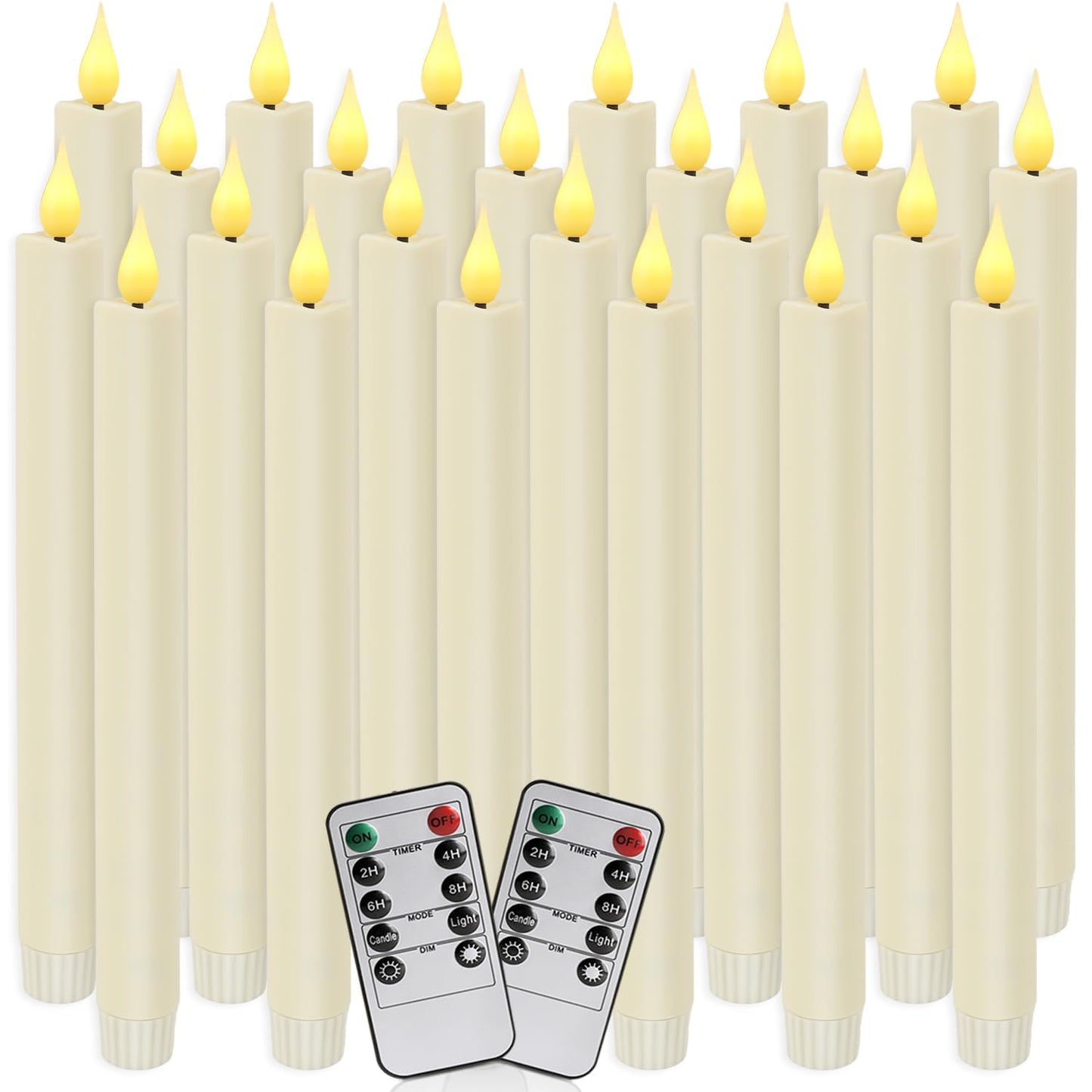 24-Pack Flameless Taper Candles, 9.25 Inch Battery Operated LED Candlesticks with Remote & Timer - Realistic Flickering Flame, Warm Ivory, Safe Smokeless for Wedding Christmas Church Party Home Decor