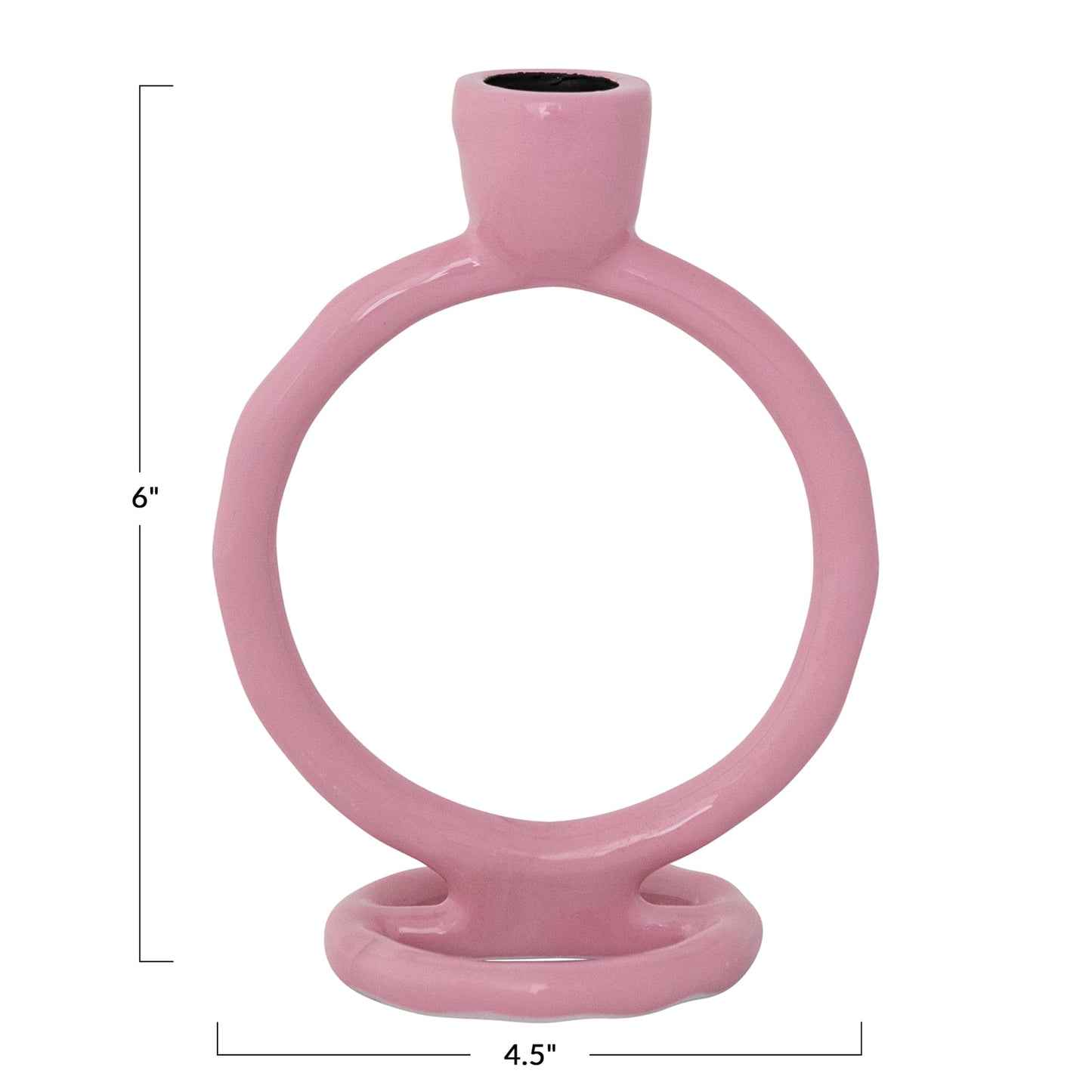 Creative Co-Op Enameled Aluminum Circle Taper Holder, Pink