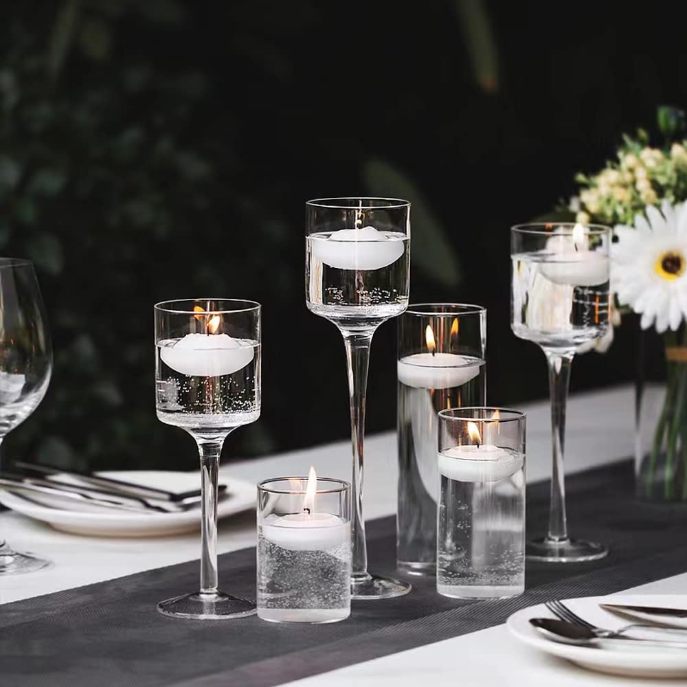 Thleunei 12 Pack Floating Candles 2” 6 Hour White Unscented Dripless Wax Discs, Floating Candles for centerpieces, Cylinder Vases, Wedding, Party, Pool, Holiday
