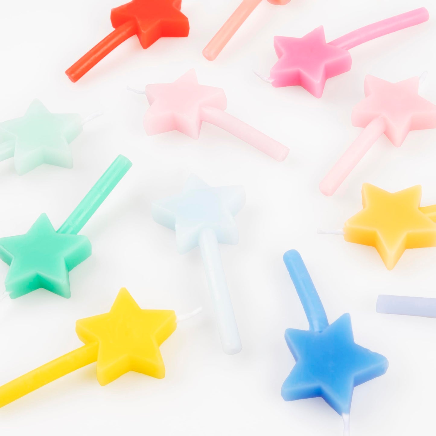 Meri Meri Rainbow Star Candles (Pack of 12), Baby Shower and Bridal Shower Candles for Cakes and Cupcakes, 12 Colors, Average Candle Height with Stick: 2.125", Unscented