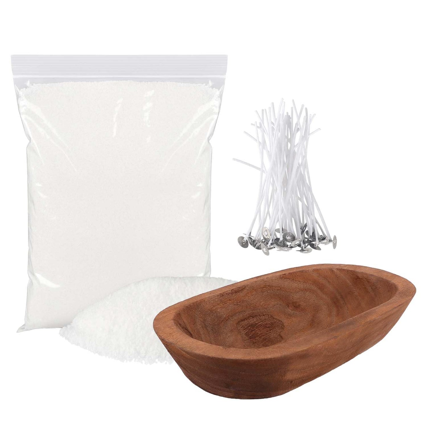 CLTNIKET 2LB Pure White Pearl Wax DIY Candles，Snow Sand Wax DIY Candle Making Kit - Complete Set with Wooden Bowl, 20 Cotton Wicks for Easy Crafting & Home Decor.