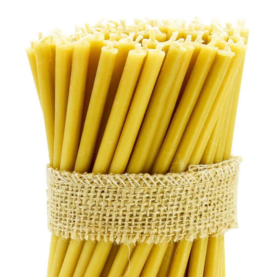 DEYBBY Beeswax Orthodox Candles – 50 Count Beeswax Candles Set - Dripless and Smokeless Mini Thin Organic Beeswax Taper Candles for Praye Orthodox Church Home Dinner Cake
