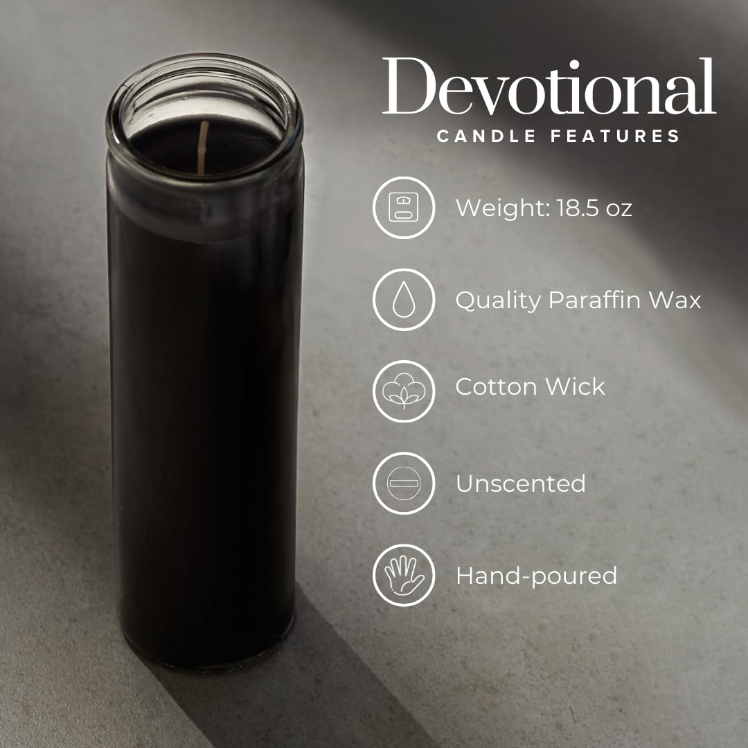Simply Soson 2x8 inch Black Devotional Candles in Glass Jar - 1 Piece - 90 Hours – Prayer Candle - Tall Pillar Candles for Religious, Memorials, Party Decor