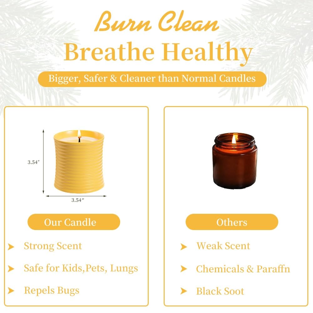 Generic Natural Soy Wax Scented Candle, Lime Basil Citrus Fragrance, Handmade Luxury Home Decor with Cotton Wick,Yellow Ceramic Container, Reusable Jar