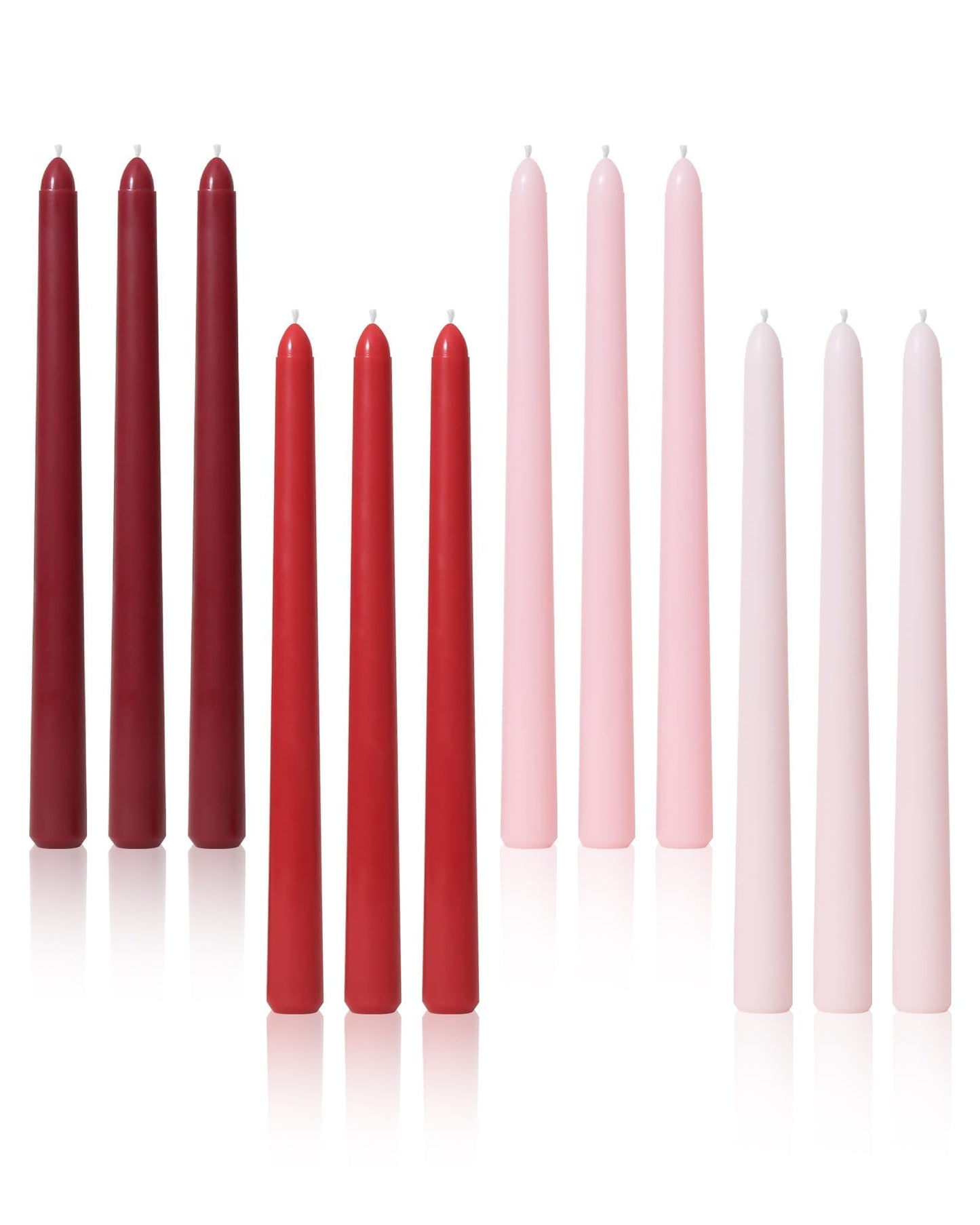 Viyffo Taper Candles 10 Inch Red 12 Pack Unscented, Smokeless Long Tall Tapered Candlesticks Wedding Home Decor Dinner Natural Color Series