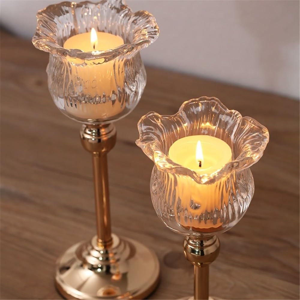 cfycfy987 Candelabra European Crystal Glass Tall Candle Holder Candlelight Dinner Table Decoration Home Furnishings Candle Sticks Holder(Large)