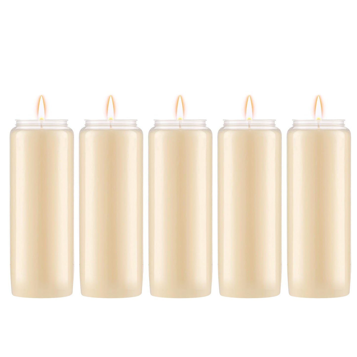 Lerner 9-Day Memorial Candles, 5 Pack, 7” Pillar Prayer Candle in Plastic Jar, Long-Lasting Smokeless Clean Burning Mourning & Shiva Candle for Vigils, Church, Synagogue, Jewish Yahrzeit Candles