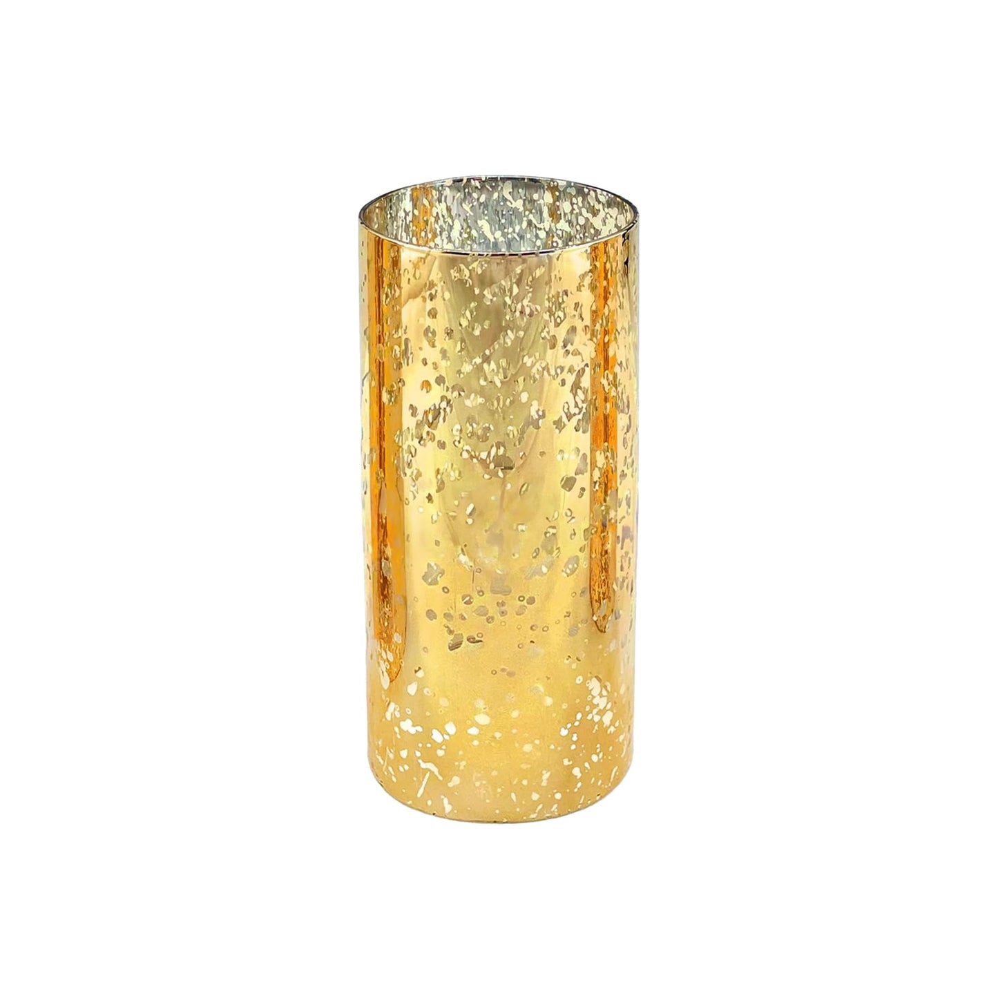 WGVI Hurricane Candle Holder Sleeve, W: 4", Ht: 8", Gold Speckled Glass Cylinder Open Both Ends, Chimney Tube Shade, 1 Piece