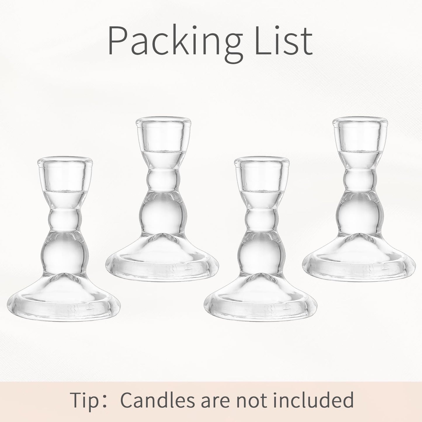 Inweder Glass Taper Candle Holders: Crystal Clear Candlestick Holders Modern Small Candle Stick Holder for Wedding Table Centerpiece Party Dinning Home Christmas Set of 4
