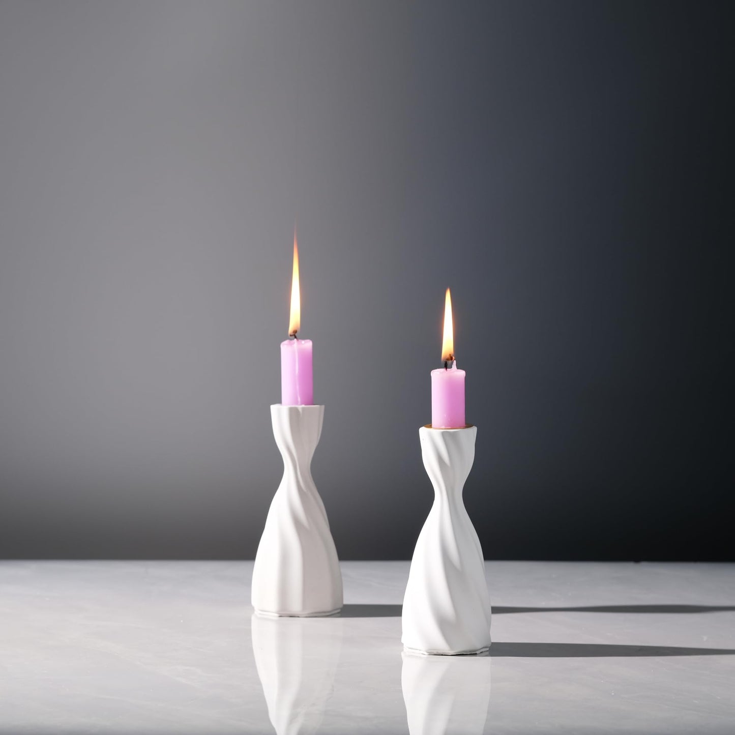 ICNBUYS Twizzle Twist Candle Holder, Decorative Candle Holder for Table Display, Romantic Decoration, Unique Home DÉCOR Aesthetic, Housewarming Gift, Sculpture Candle Stand Set of 2 Cement