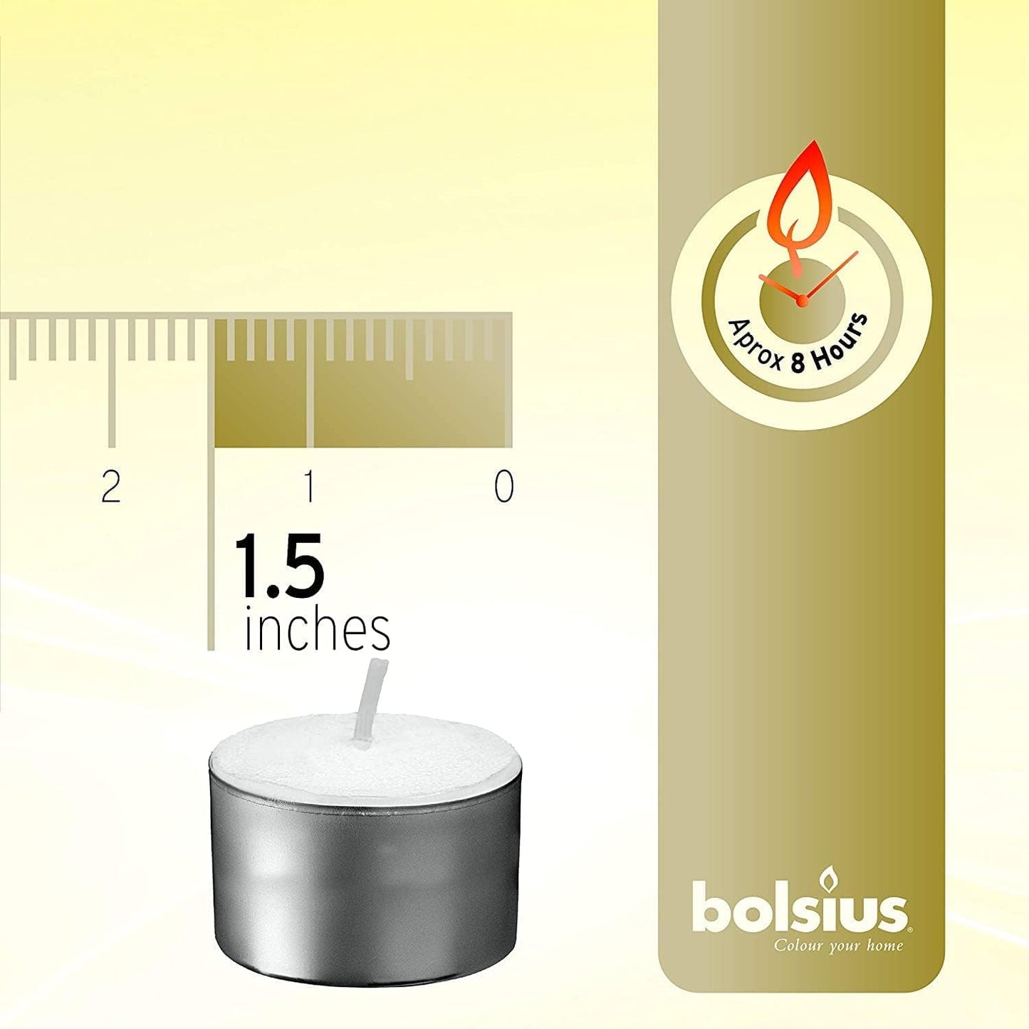 BOLSIUS 50 Unscented Tea Lights - 8 Hours Burn Time - Premium European Quality - Consistent Smokeless Flame - 100% Cotton Wick - Dinner, Wedding, Party, Restaurant, Spa, Church, & Home Décor Tealights