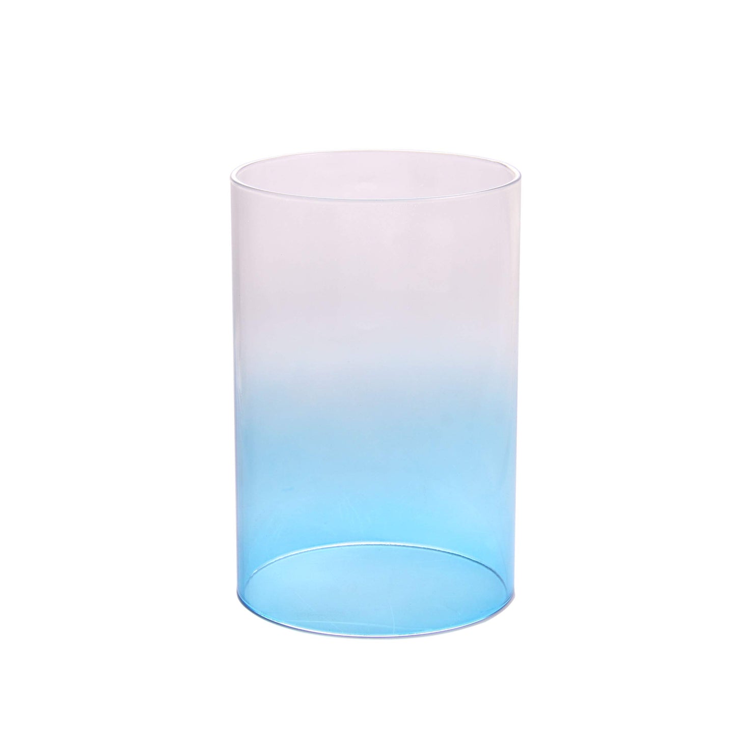 KETE Colored Glass Cylinder Candle Holder Bottomless Borosilicate Glass Globe Lamp Shade Replacement (GRADIENT BLUE,3.5x6)