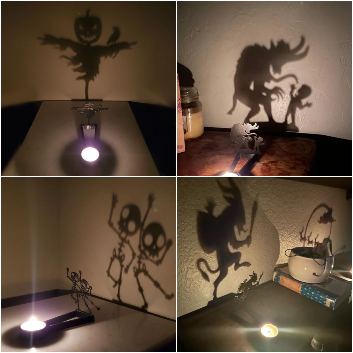 2024 New Tealight Shadow Caster, Halloween Tea Light Holder, Witch Halloween Tealight Shadow Caster, Demon Halloween Tealight Shadow Caster for Home Party Scary Candle Stands Table Decor