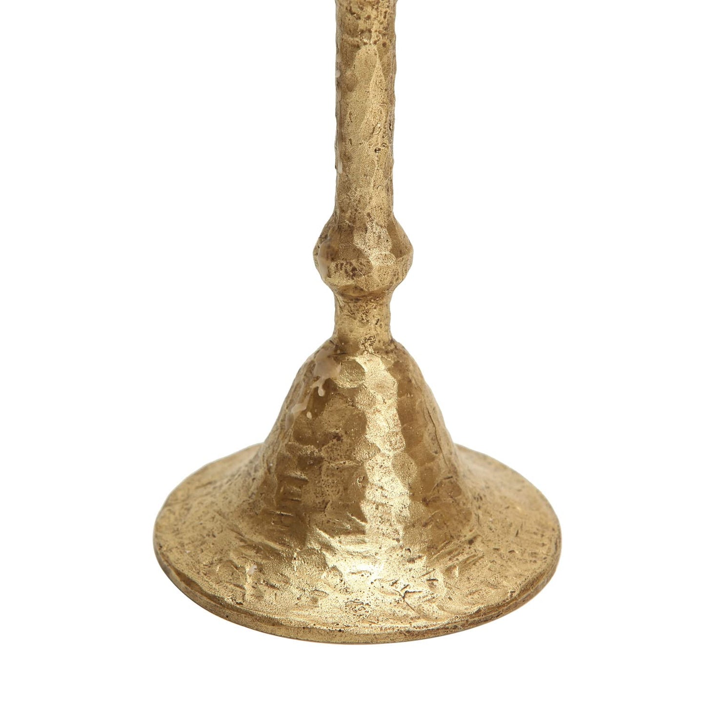 NIKKY HOME Vintage Elegant Gold Hammered Taper Candle Holders Set of 3