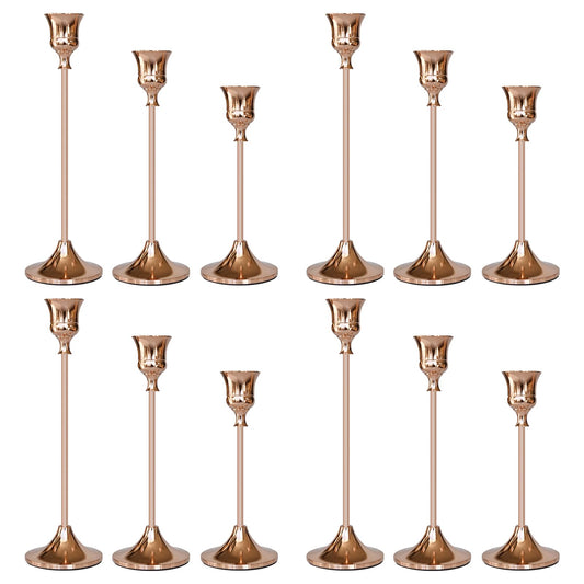 Candlestick Holders Rose Gold, 12 Packs Taper Candle Holder for Candlesticks, Candle Sticks Holder Decor for Home Decor