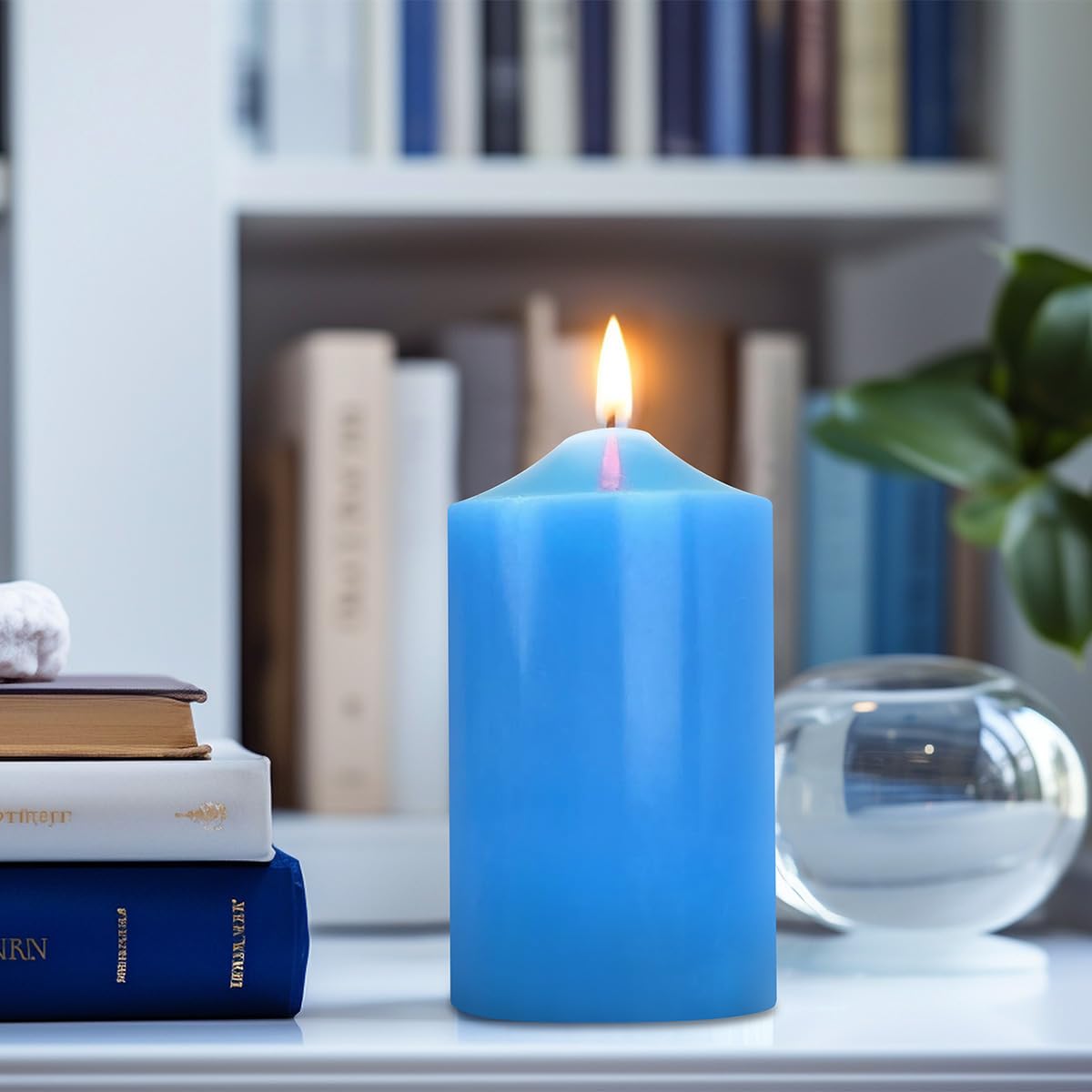 12 Pack 2x3 Inch Blue Pillar Candles, Unscented Column Candles for Home Restaurants Spa Church Weddings, Smokeless Dripless and Clean Burning Emergency Candle