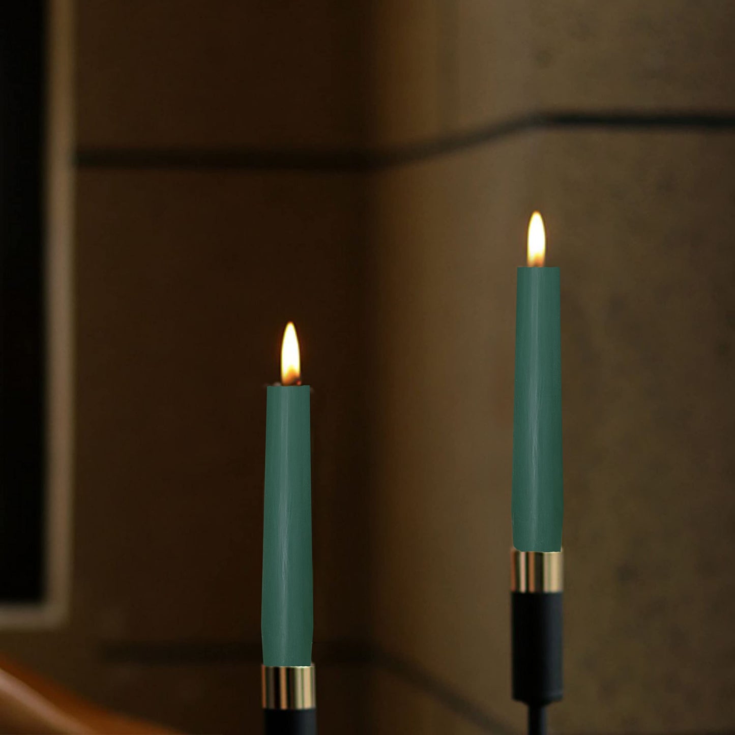 4 Pack Tall Taper Candles - 10 Inch Hunter Green Candlesticks, Cedar Scented Taper Candles Dinner Candle - Paraffin Wax with Cotton Wicks - 8 Hour Burn Time