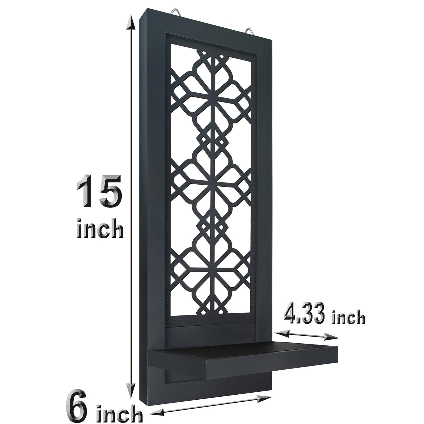 ZOLAPI Set of 2 Candle Sconces, Farmhouse Accent Wall Sconce, Black Candle Holder Wall Decorations for Home Décor, Living Room, Dining Room.(15 x6 in)