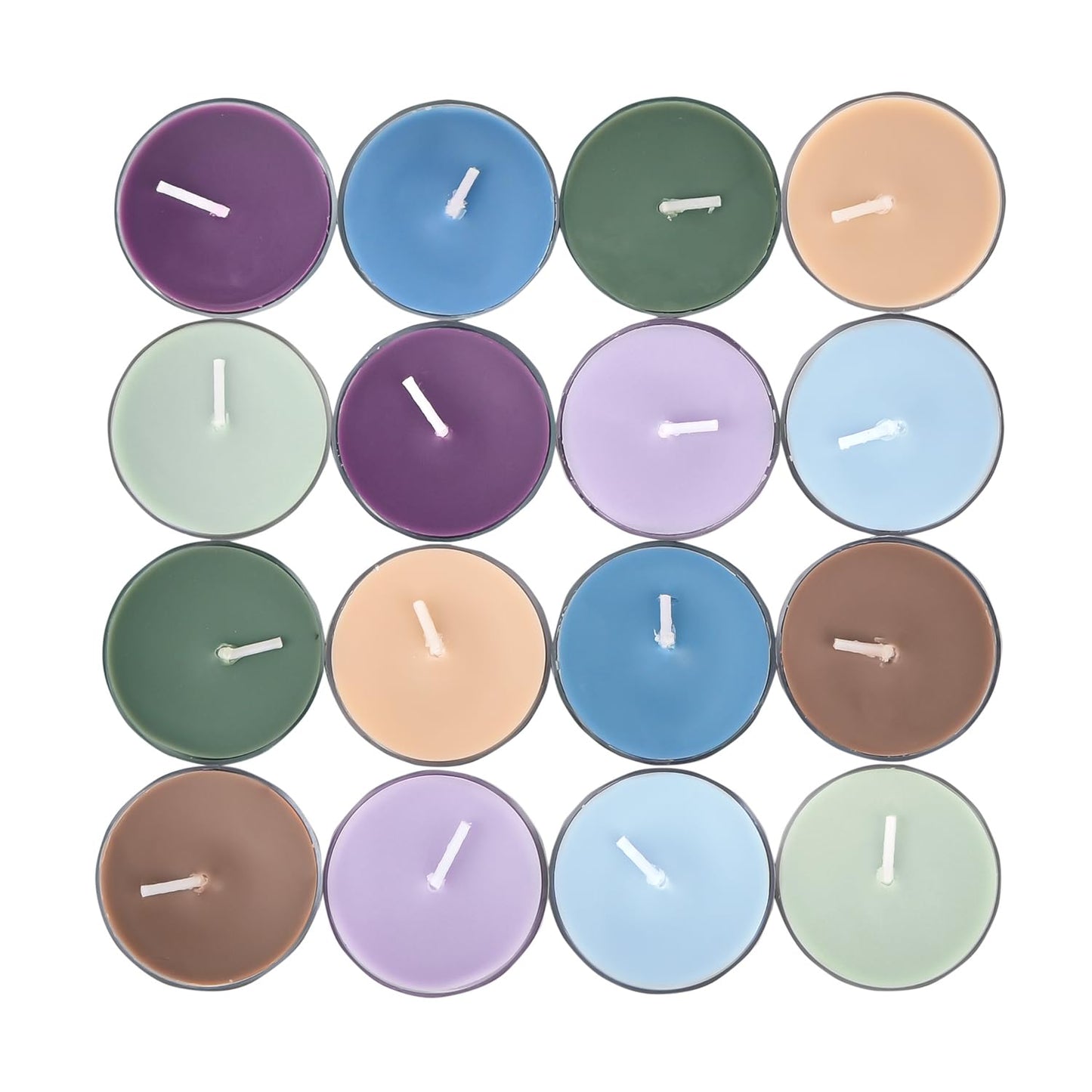Sungmor Scented Tealight Candles 16 Pack - 100% Soy Wax, Smoke-Free, 4 Scents, 3-4hr Burn, for Bathroom/Party/Yoga/Wedding Decor and Daily General Use
