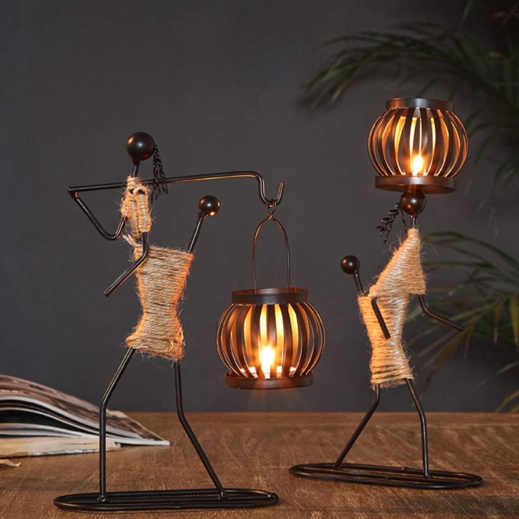 XILIN-1987 Candle Holderss Girl Shape Iron Candlestick Tabletop Decoration Cafe Candlelight Dinner Props Romantic Candlestick Decorative Candlestick (Size : A)