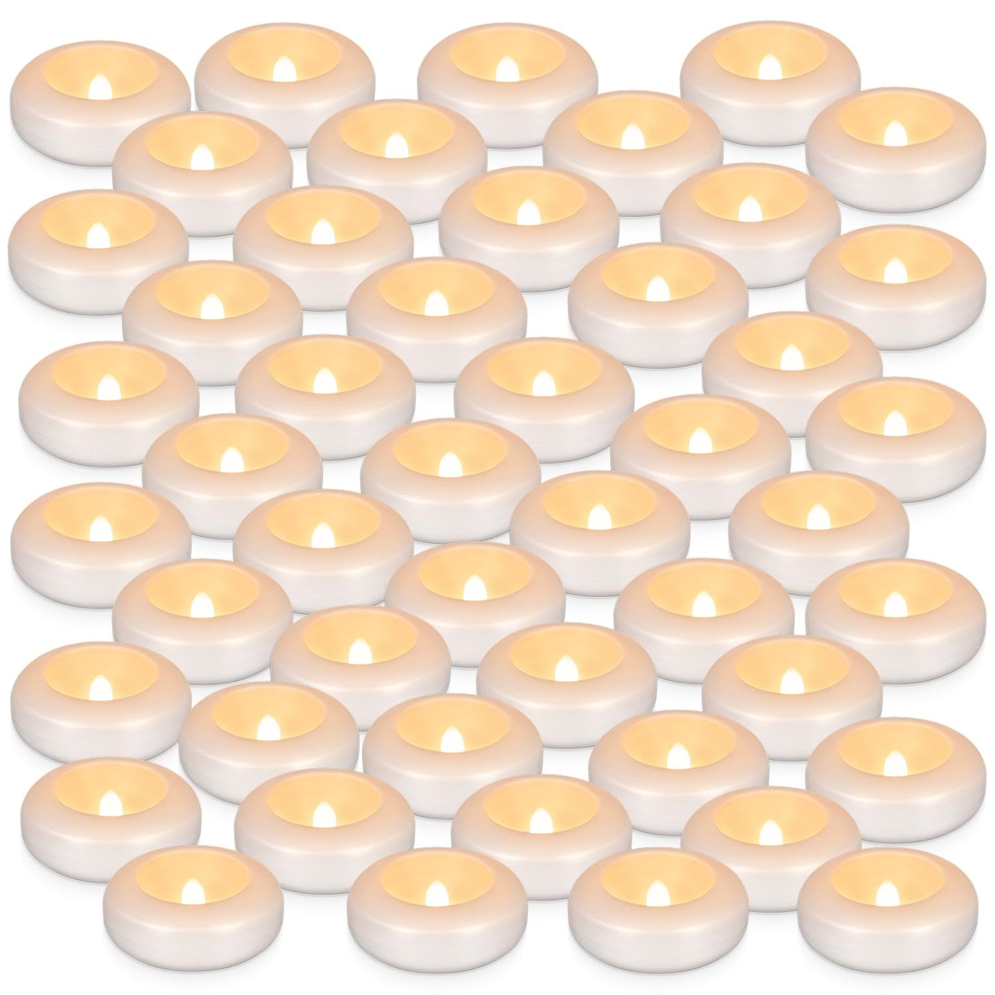 CAKETYCG Set of 48 Waterproof Flameless Floating Tealights, 120+ Hour Warm White Battery Flickering LED Tea Lights Candles - Wedding, Party, Centerpiece, Pool & SPA...