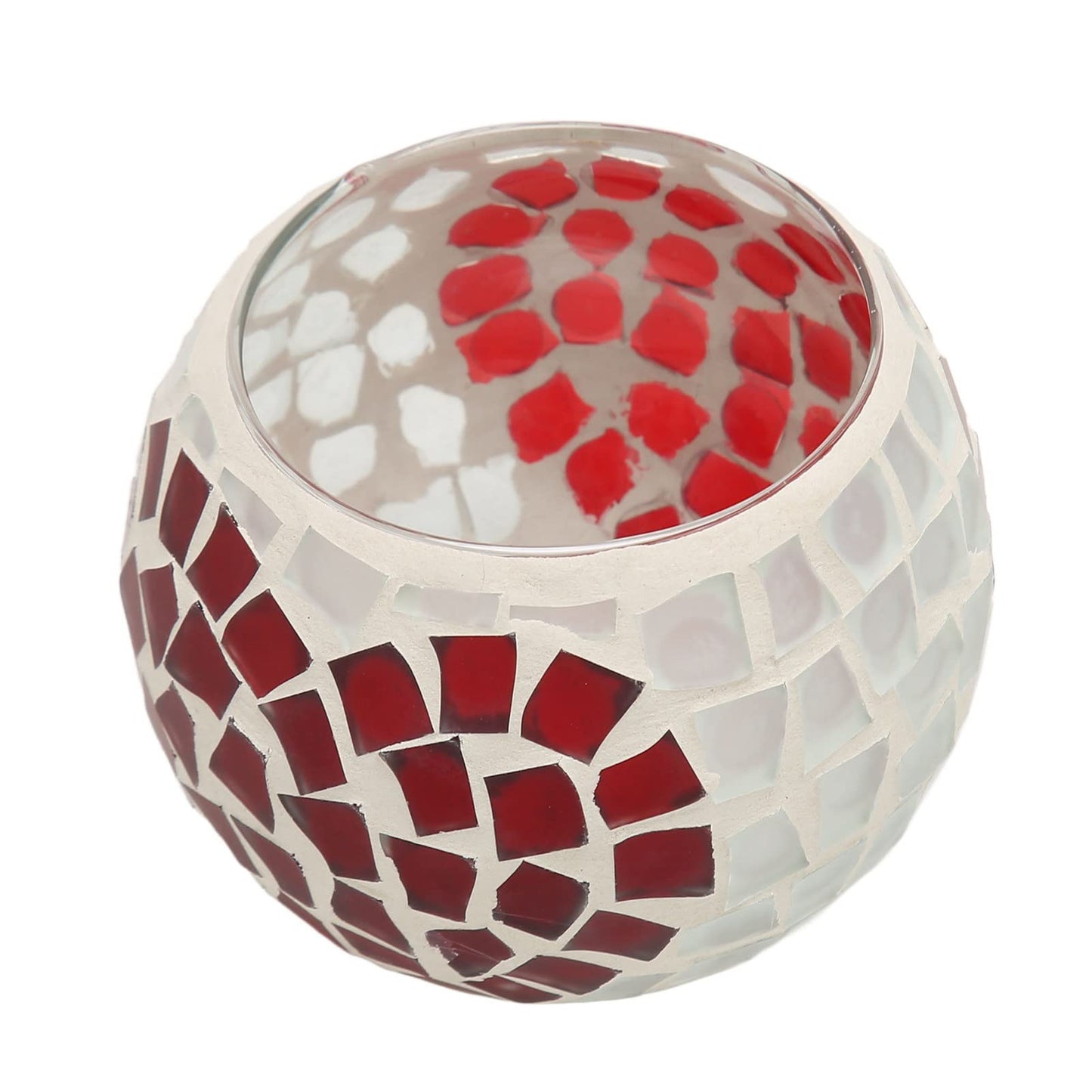 Mosaic Candle Holder, Hundreds of Small Glass Pieces Making Love Heart Pattern Delicate Mosaic Glass Tea Light Candle for Restaurants Bars