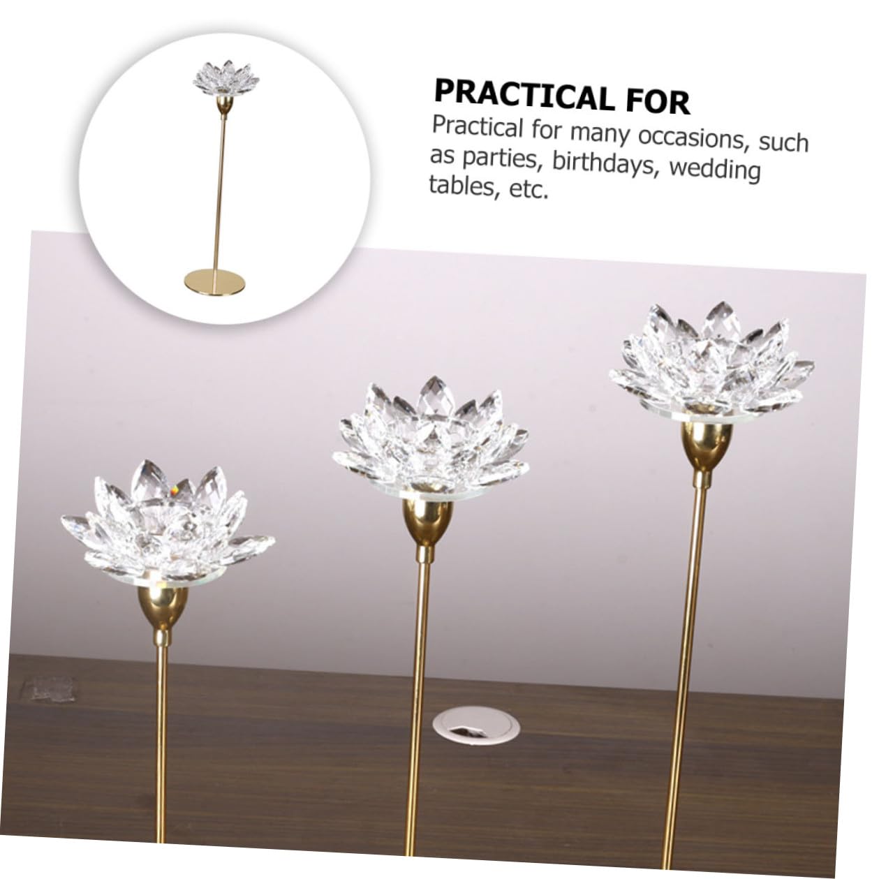 PATKAW Modern Simple Metal Candlestick Small Crystal Lotus Candle Holder Romantic Wedding Decor for Home Table Centerpiece