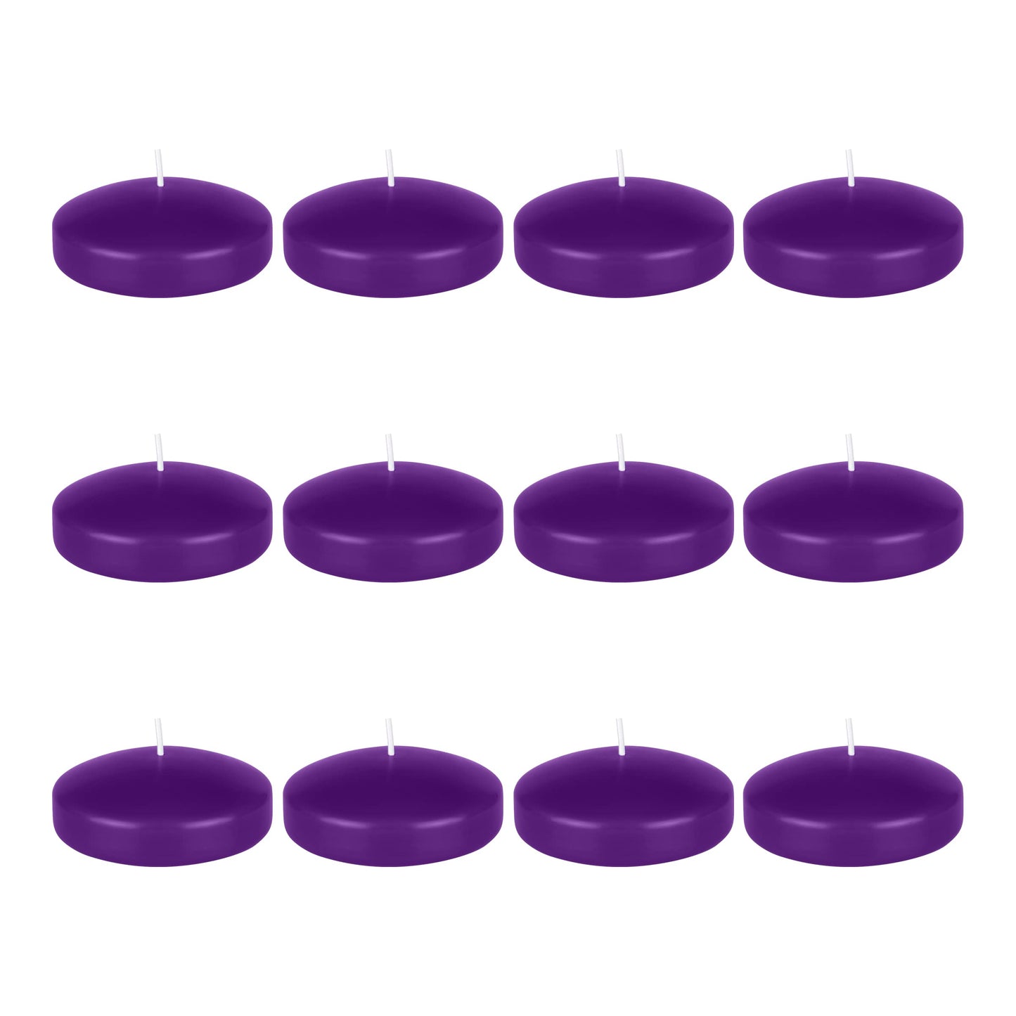 Mega Candles 12 pcs Unscented Purple Floating Candles, Hand Poured Wax Candle 3 Inch Diameter, Home Décor, Wedding Receptions, Centerpieces, Occasions, Events, Festivities, Meditations, Spas