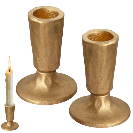 Candlestick Candle Holders Set of 2,Vintage Elegant Gold Cast Iron Candlestick Holder for Table Centerpiece,Wedding,Dining,Party Decor