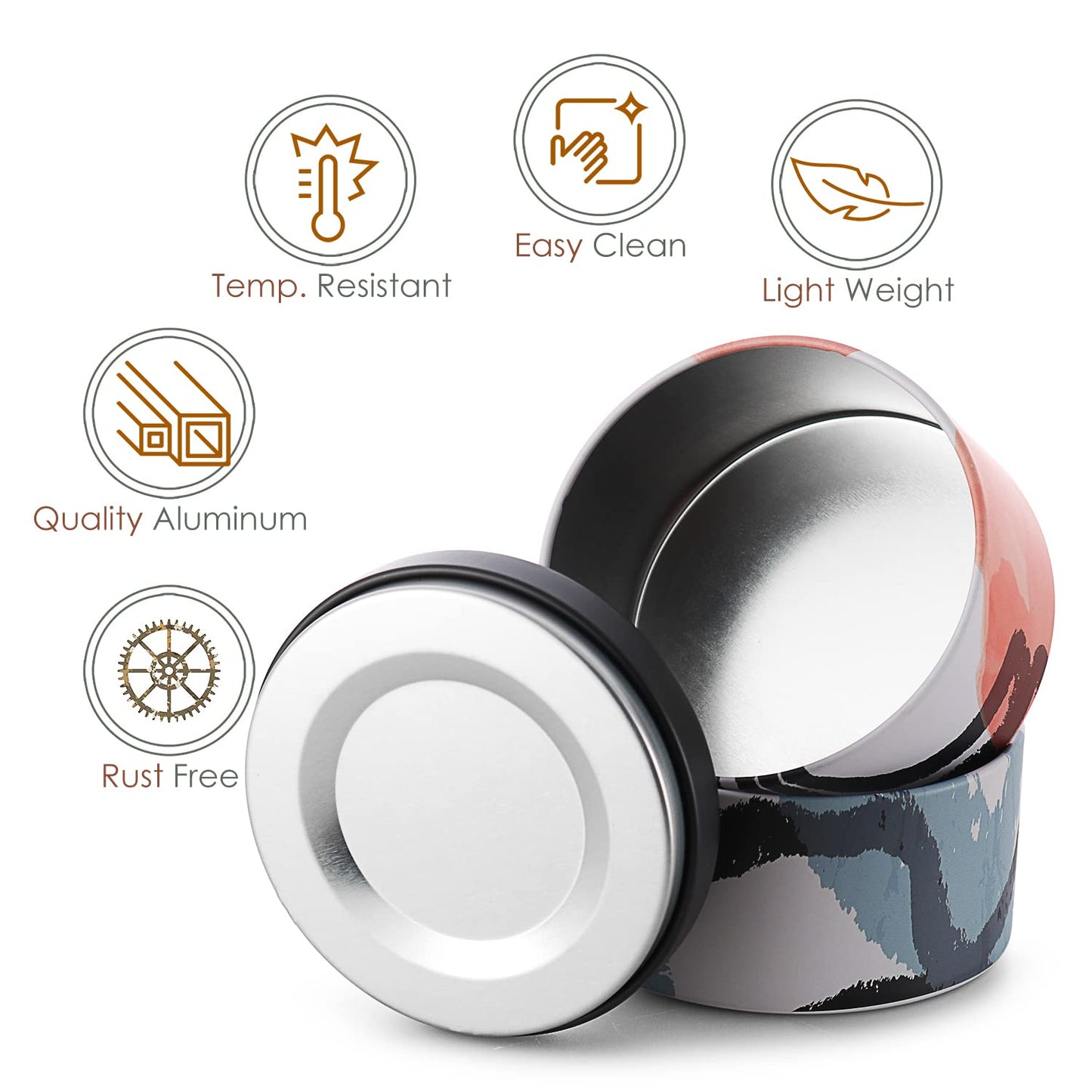 Hearth & Harbor Tin Candle Jars for Making Candles - DIY Candle Containers with Lids - Metal Candle Jars - Bulk Tins Storage for Candle - (24 Pieces) - (8 Ounces) - Painted Illustration