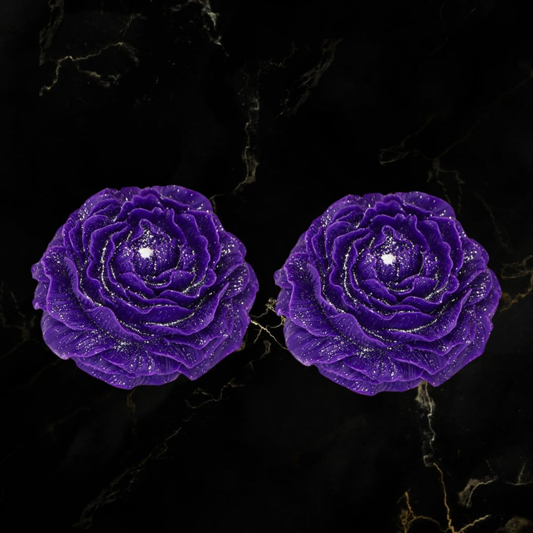 2 Pcs Gilded Candles for Wax Play Low Heat, Low Temperature Body Safe Drip Peony Candles, Romantic Massage Soy Rose Candles Couple (2, Purple)